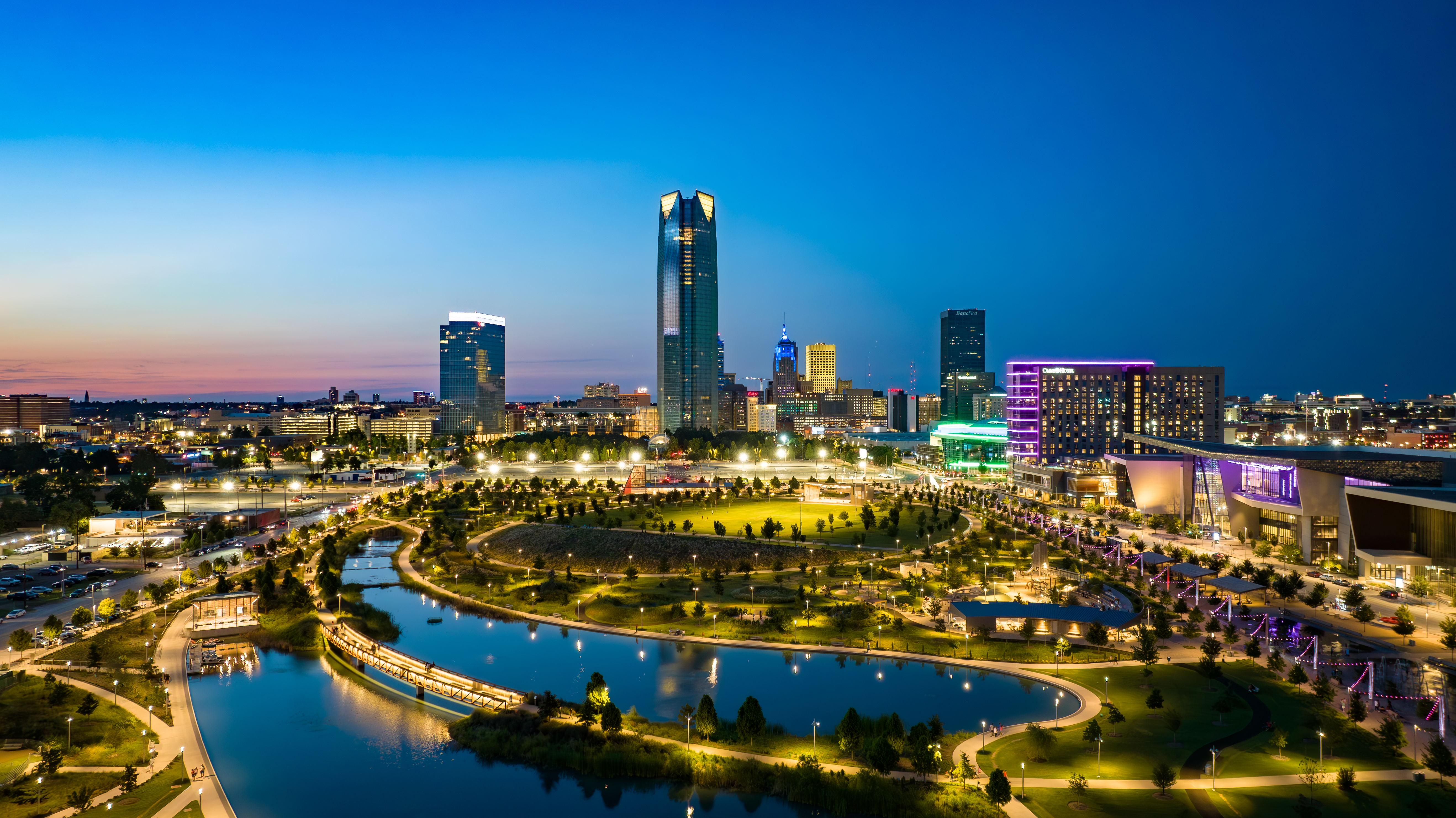 scenic financial district and economic activity
