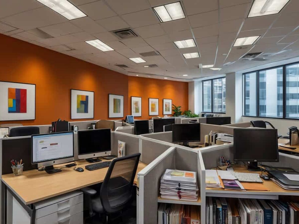 financial documents and office workspace