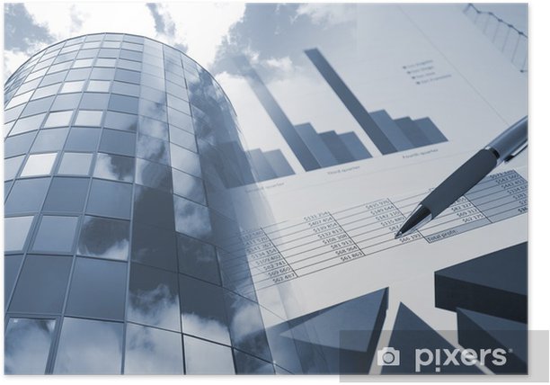 financial charts office building