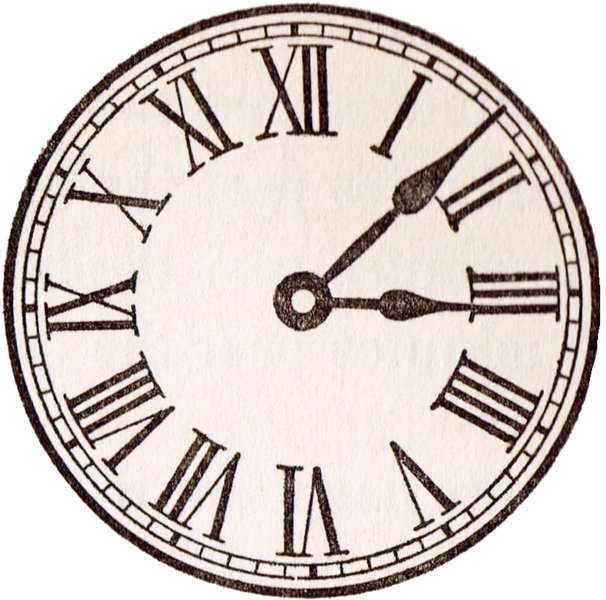 Antique clock face with Roman numerals