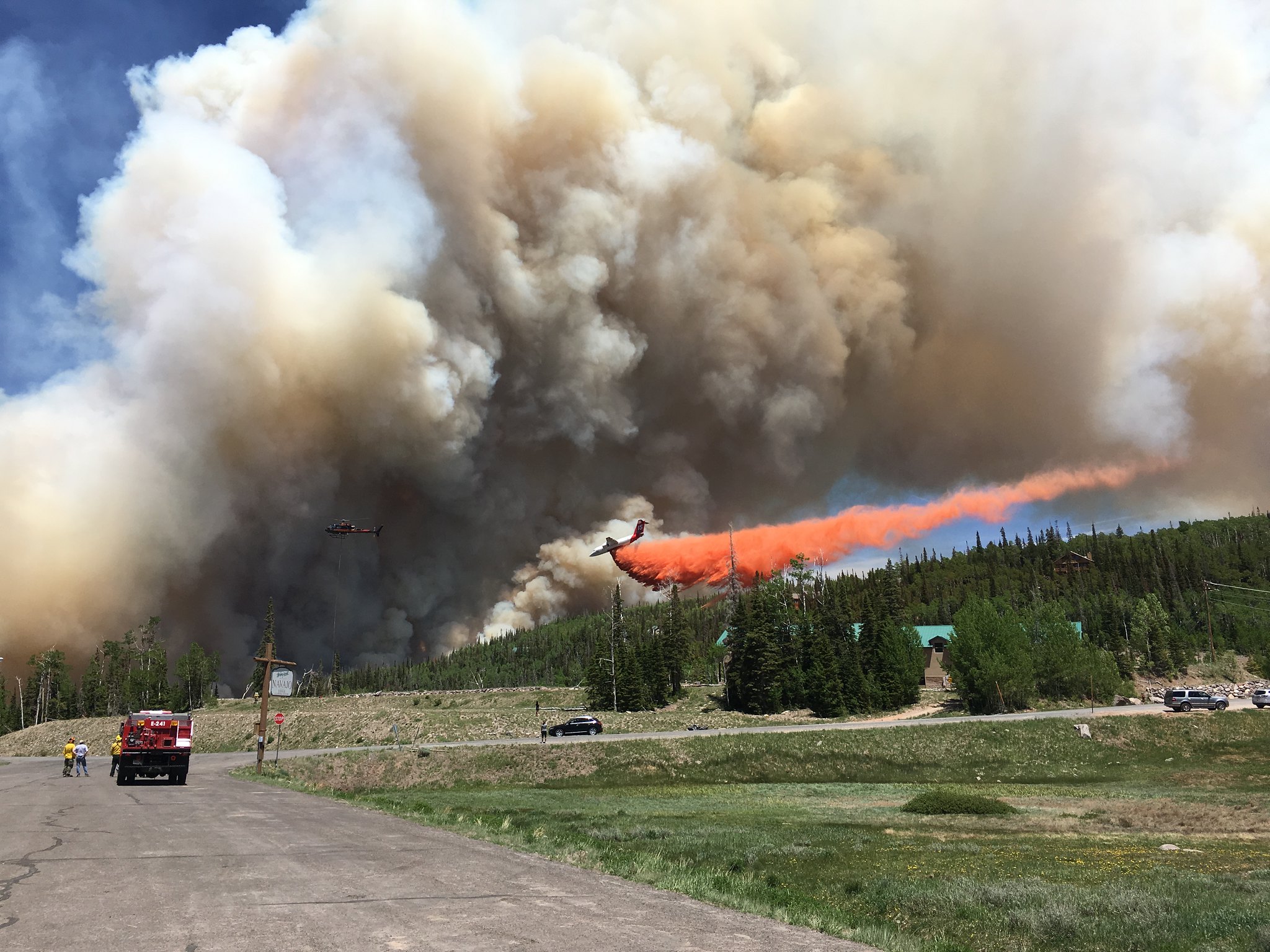 wildfire landscapes, burning forests, emergency response vehicles