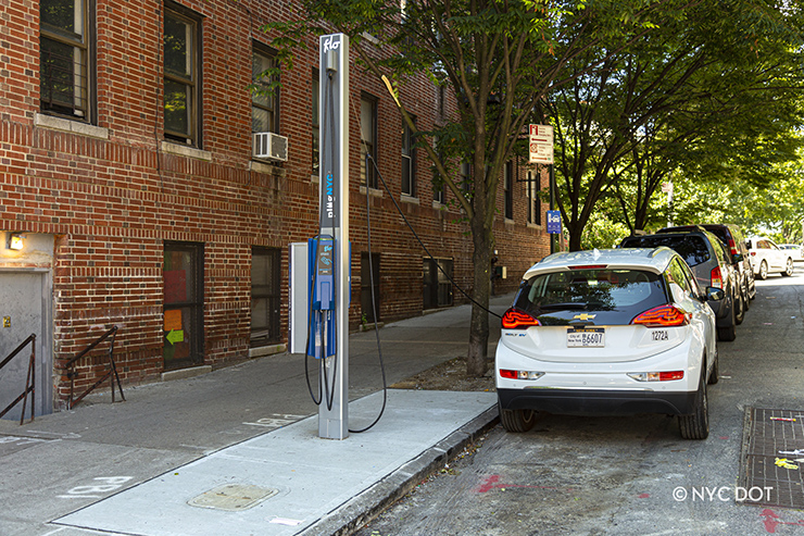 electric car charging station urban landscape