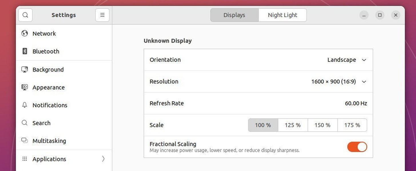 Ubuntu Display Settings