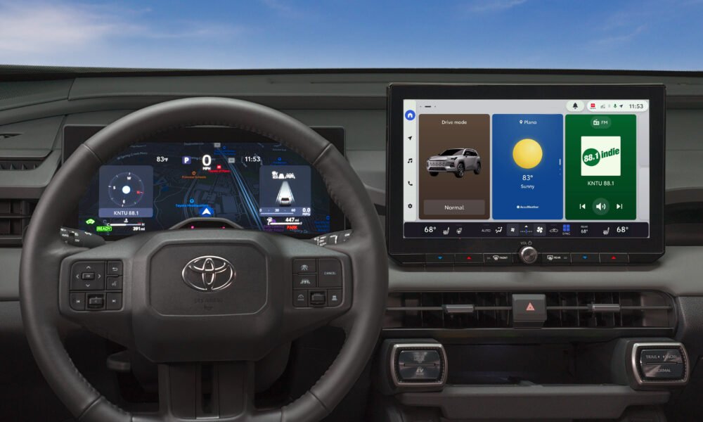 The home screen of Toyota's Audio Multimedia system, where updates can be initiated.