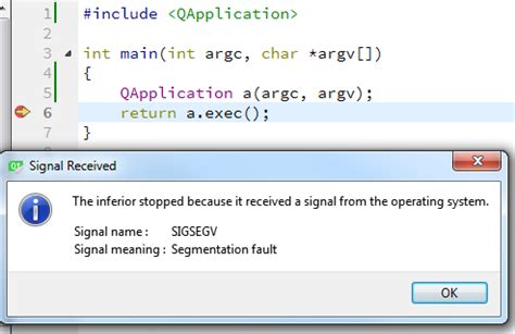 c++ - SIGSEGV error while debugging in Qt Creator - Stack Overflow