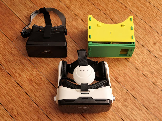 VR headset accessories on table