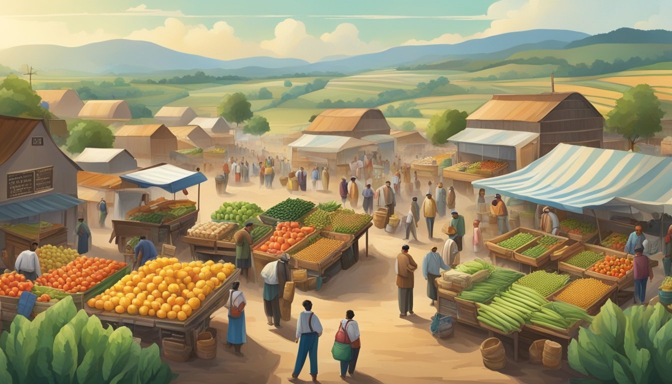 agricultural fields market scene