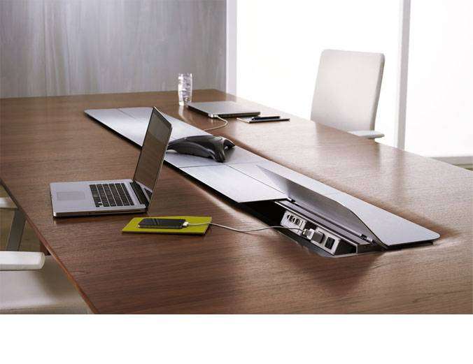 modern office workspace with technology devices