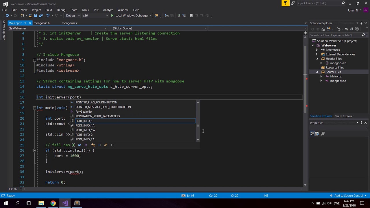 C++ coding on Windows with microphone and server