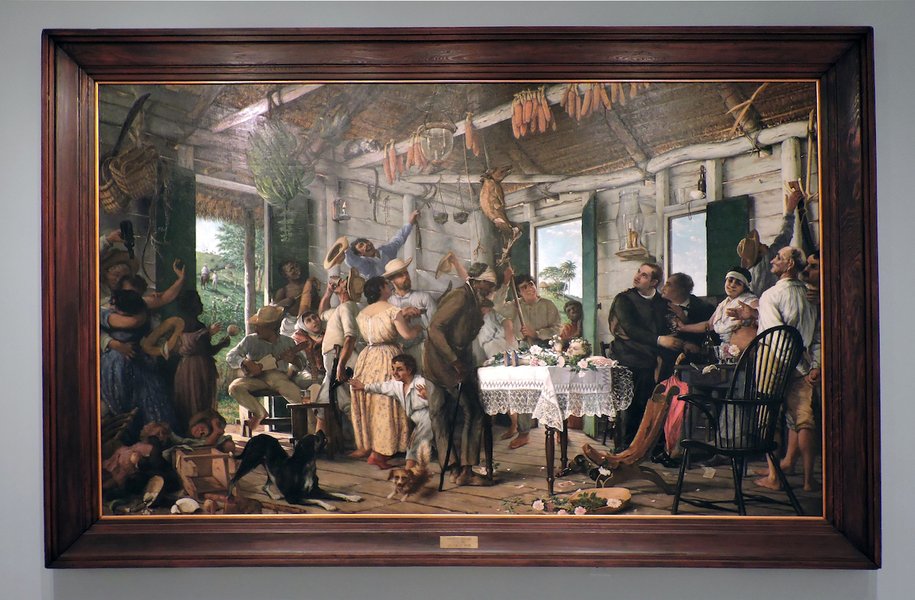 historic funeral scene, classical painting, old town