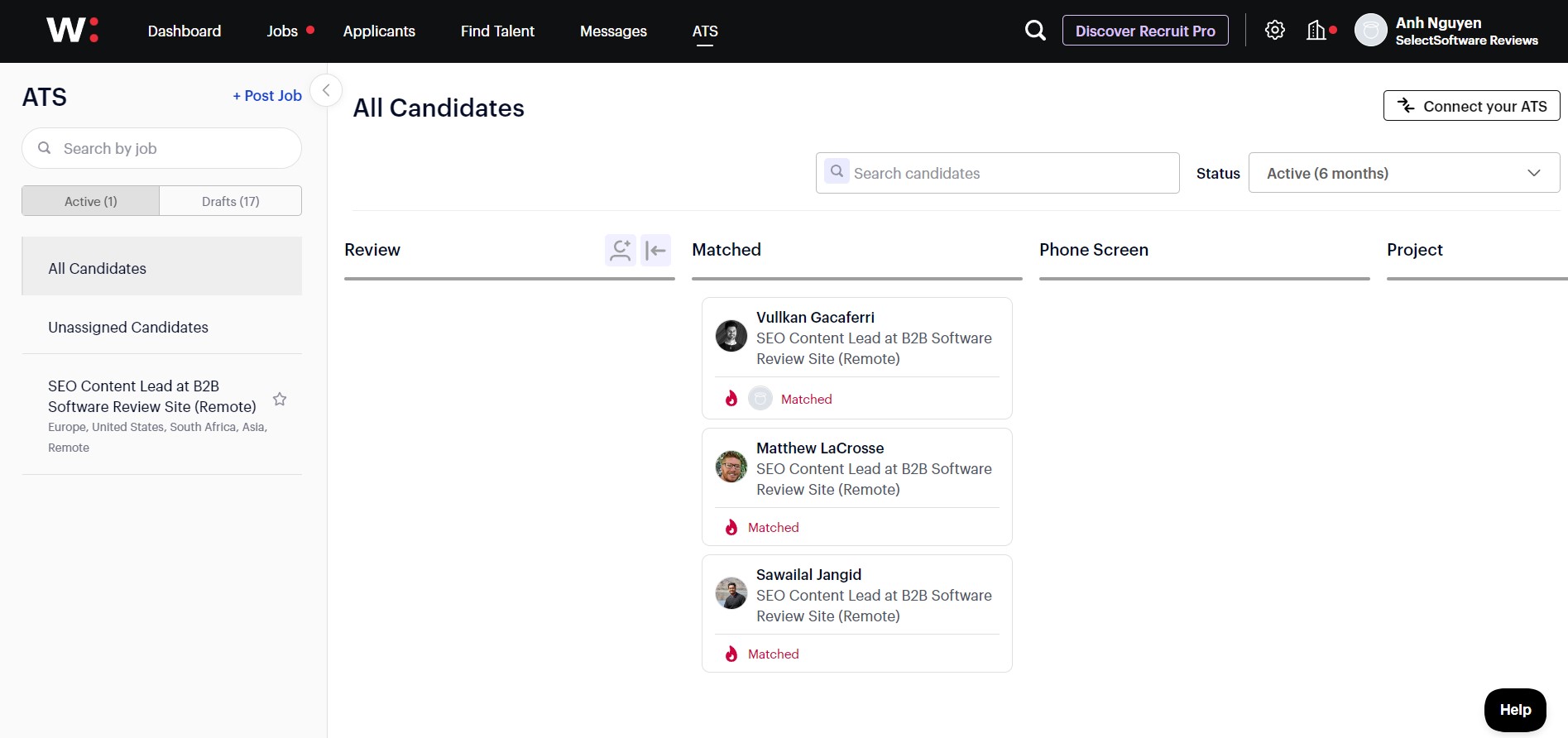 AI powered recruitment interface
