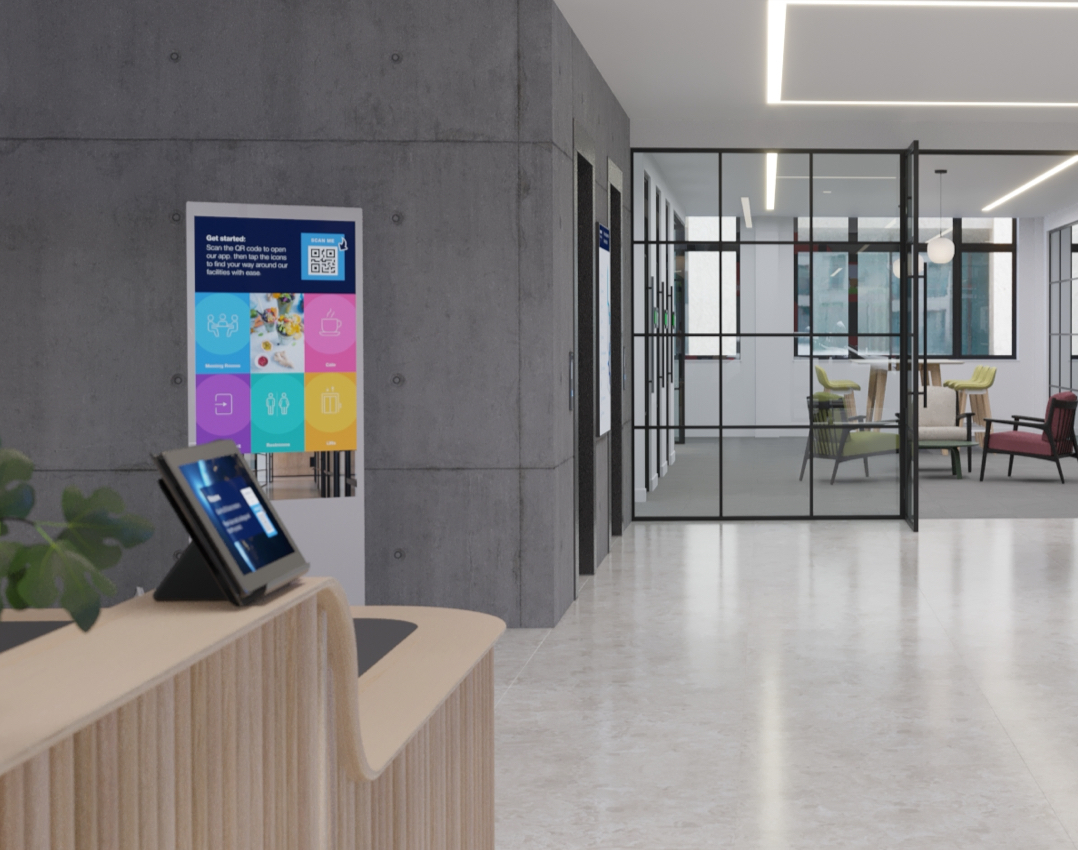 modern office space digital screens