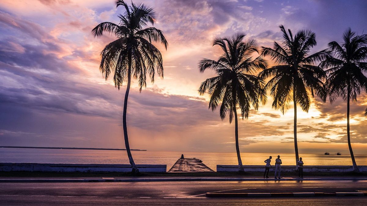 coastline of gabon during sunset