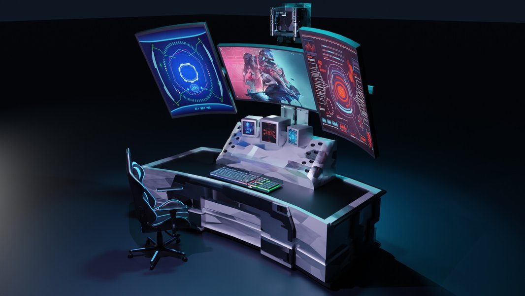 futuristic gaming console setup