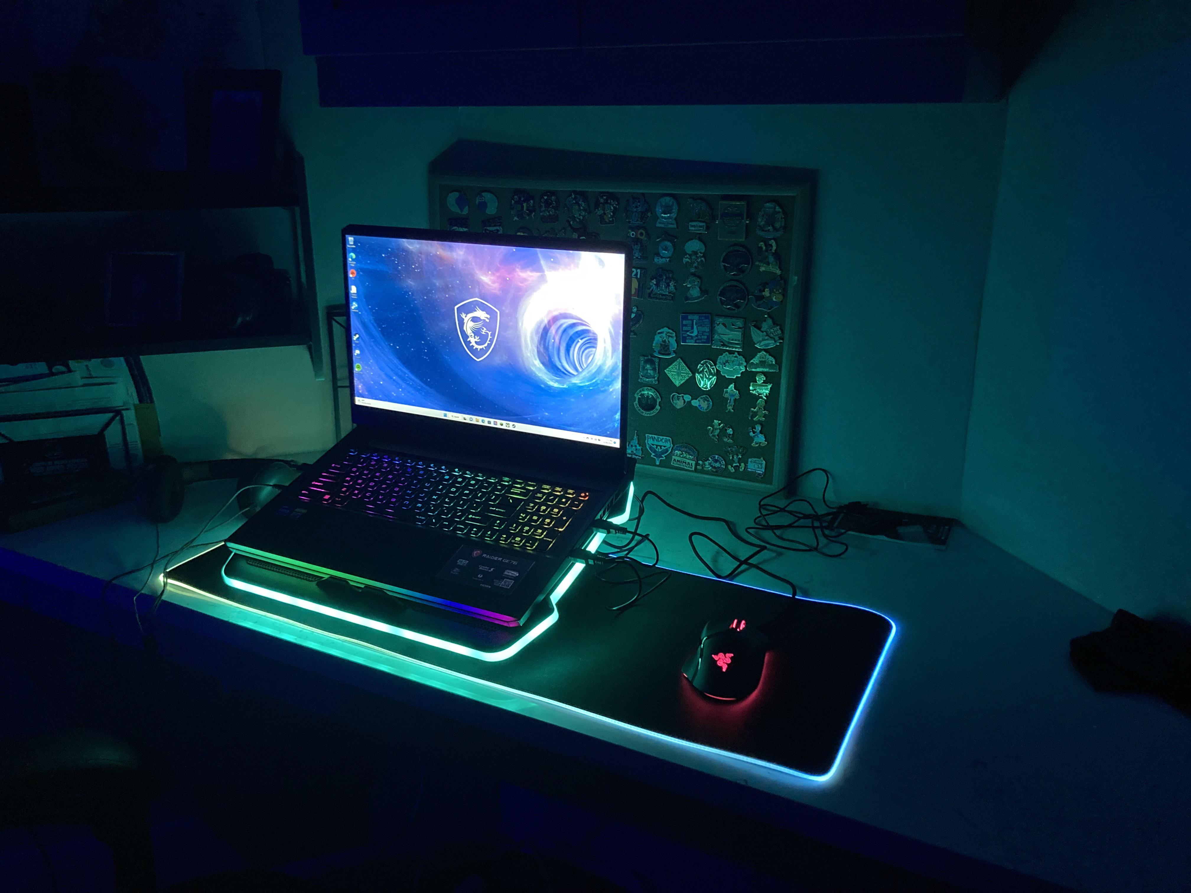 laptop gaming setup with cooling pad