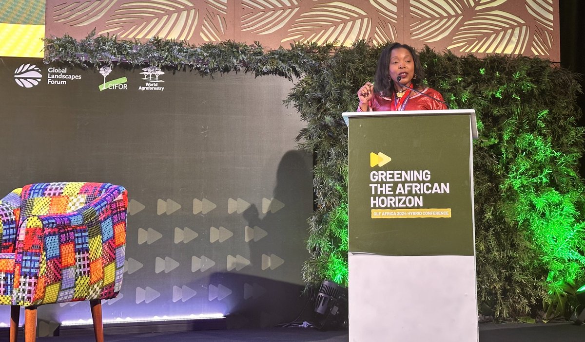 African scenery public speaking podium