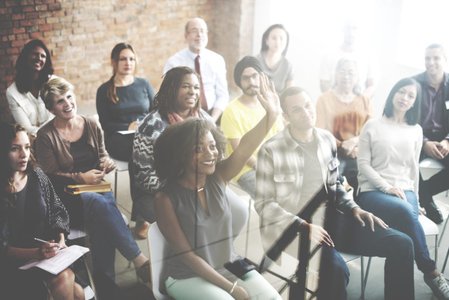 urban community meeting with diverse group