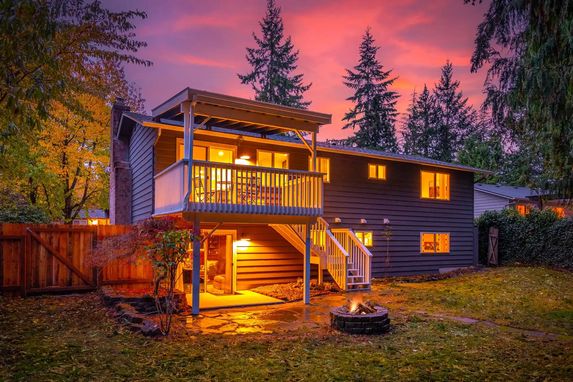 home with sunset and existing objects