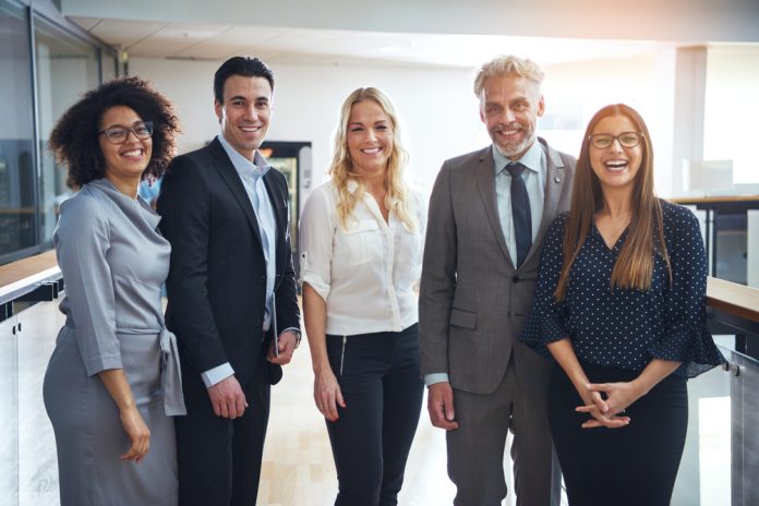 corporate work environment with diverse age groups