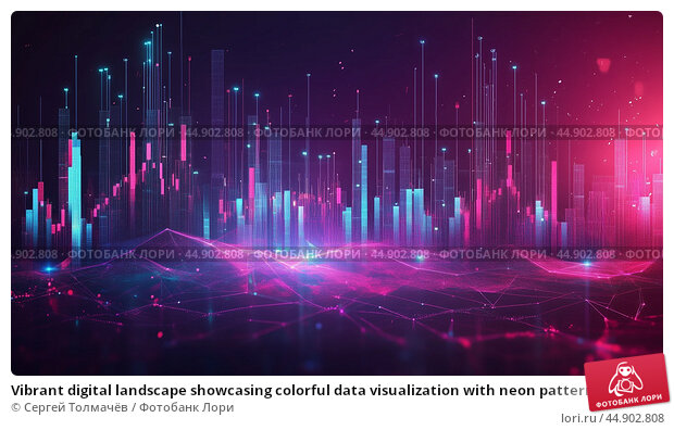 landscape with abstract digital data visualization