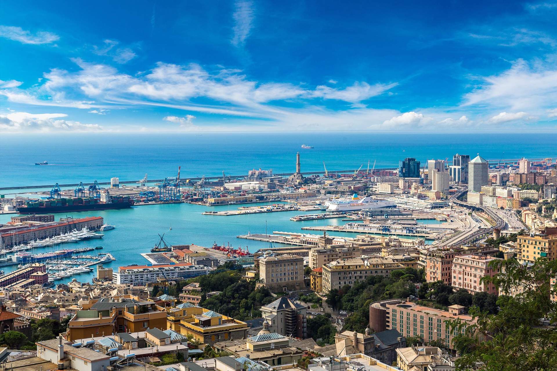 genoa port harbor city scape