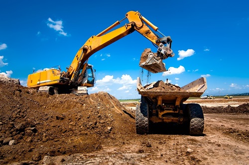 construction site machinery and materials
