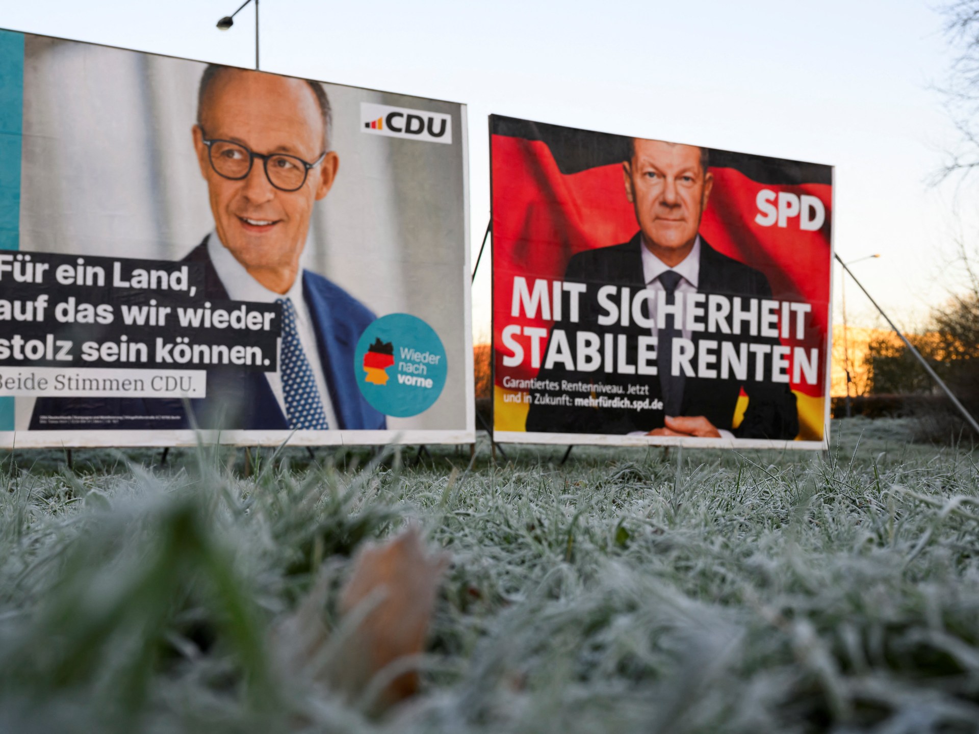 German election campaign posters and polling stations