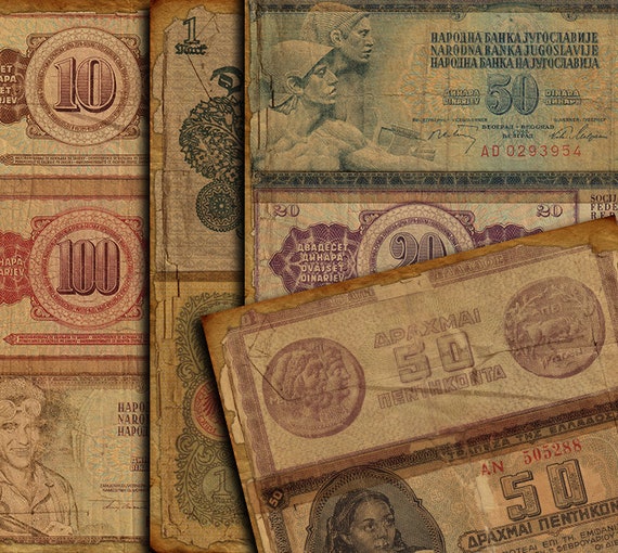 old banknotes and legal documents
