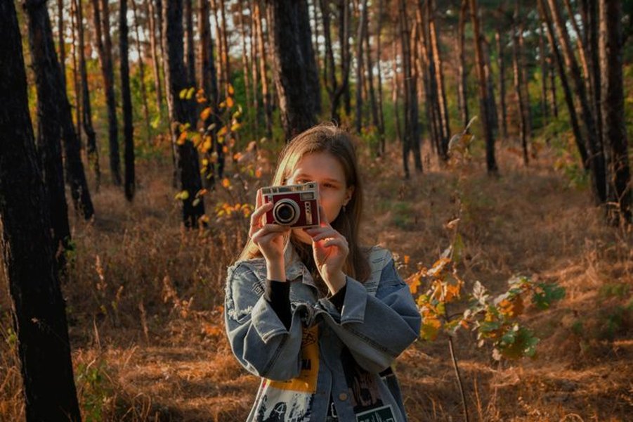 vintage camera in nature