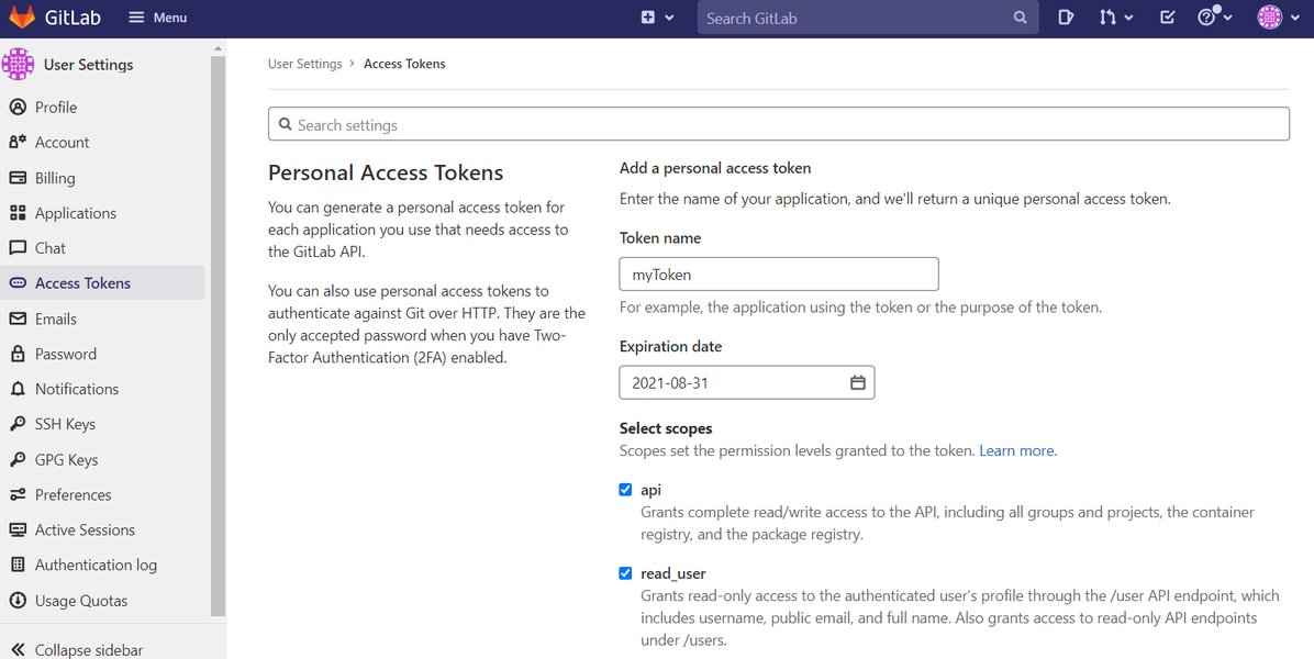 GitLab Project Variables Screenshot