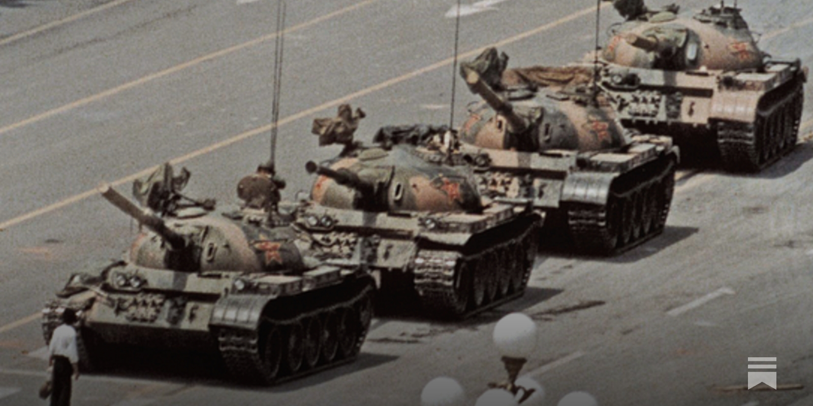 historical protest crowd and tanks