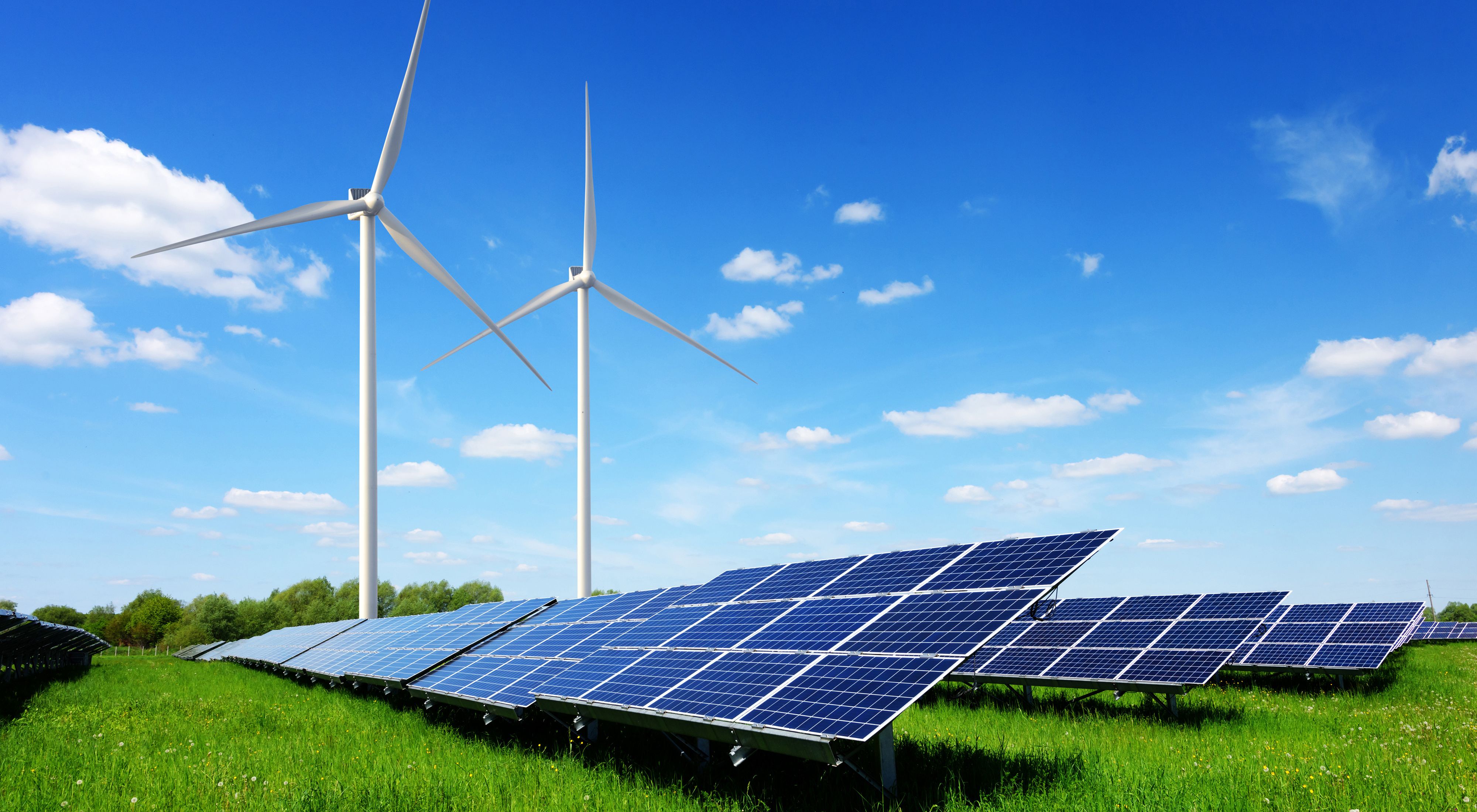 renewable energy wind turbines solar panels nature
