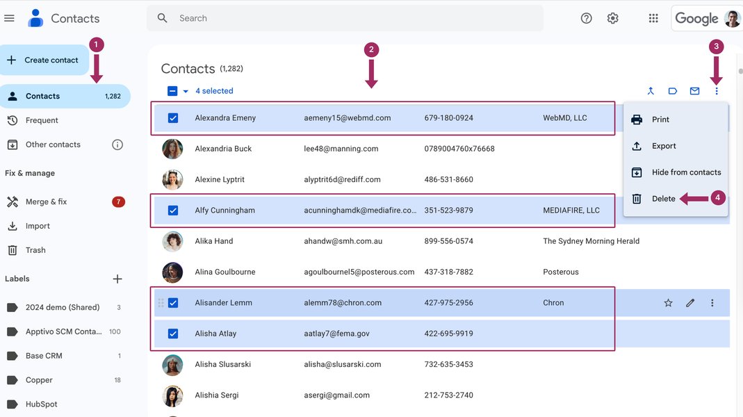 Illustration showing Google Contacts sharing