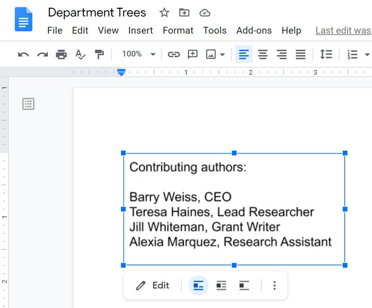 Text Boxes in Google Docs
