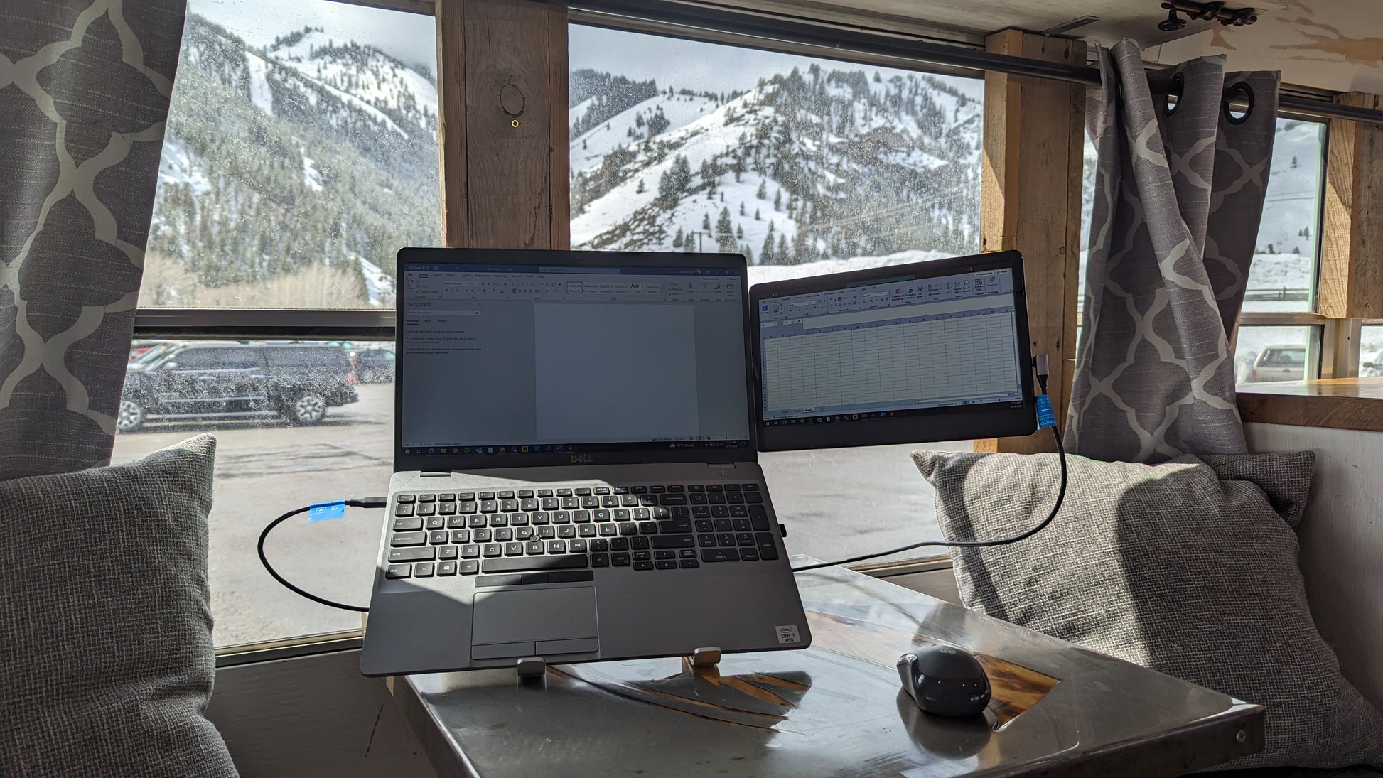 mountain laptop desk with files