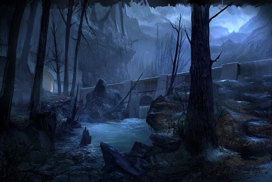 gothic castle night landscape