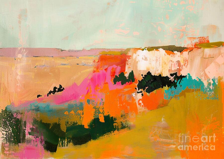 vibrant colors textured watercolor landscape