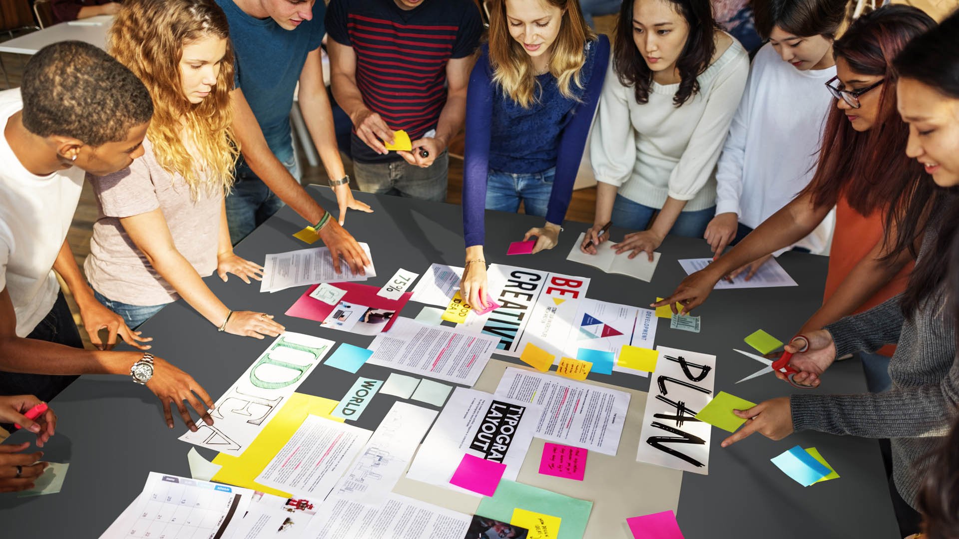 students collaborating in a technical workshop
