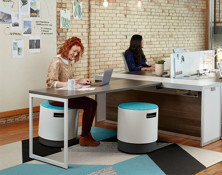 Modern small business office interior with collaborative spaces