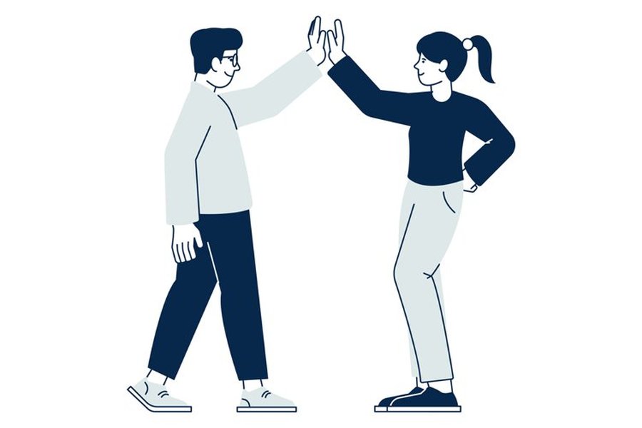 Illustration of two hands giving a high five