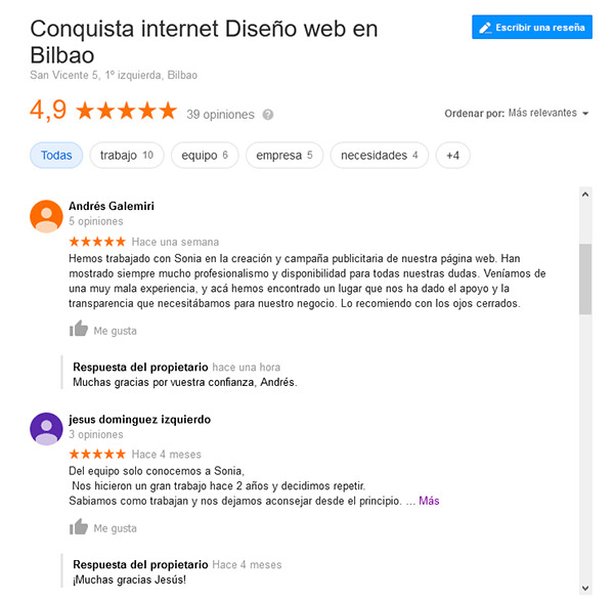 Reseña y Comentarios en Google
