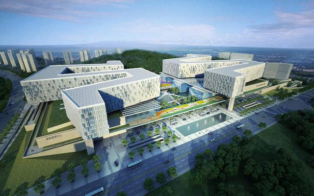 scenic view of modern hospital architecture