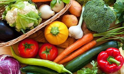 assorted fresh vegetables and protein