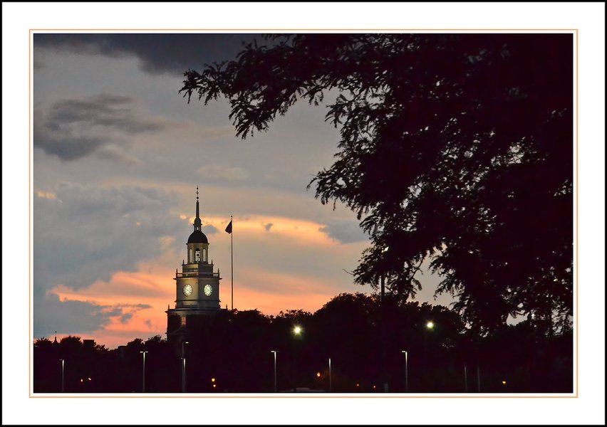 old clock tower in sunset