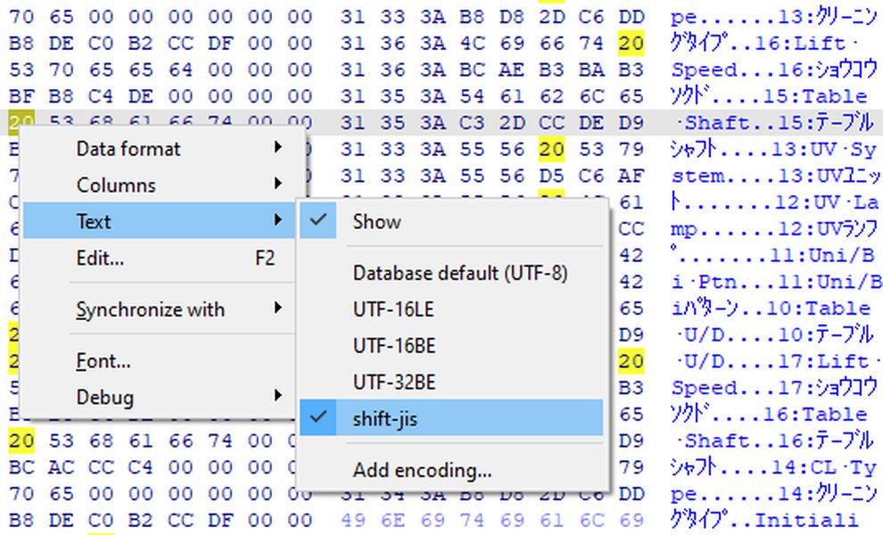 Hex view of text encoding