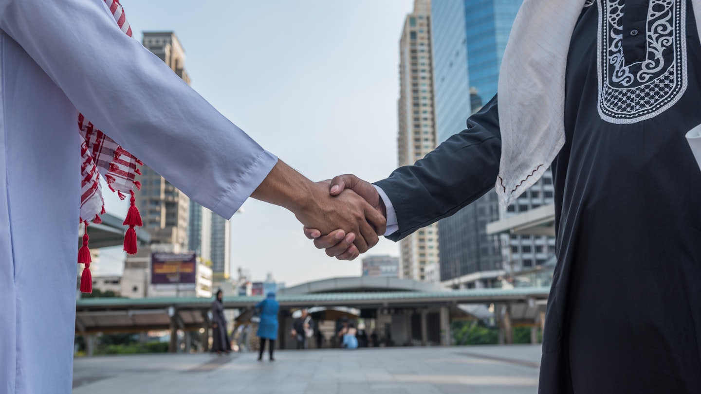 people greeting in modern society