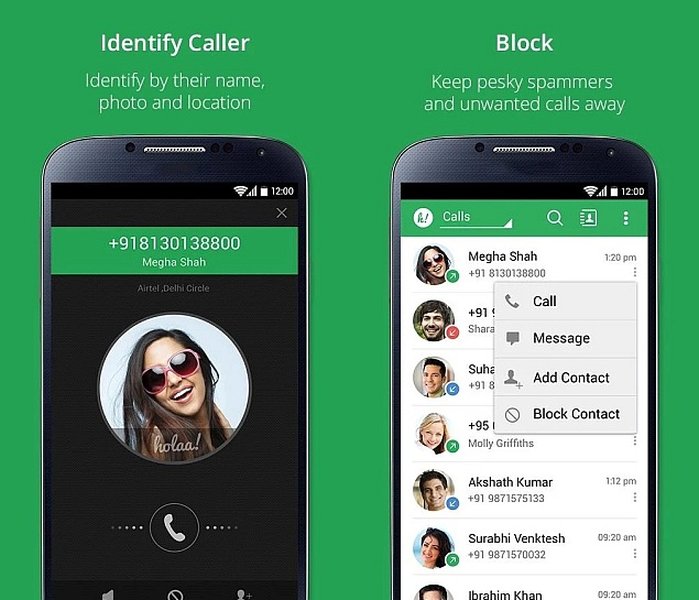 Screenshot of the HOLLA app interface