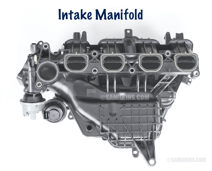 engine components under intake manifold
