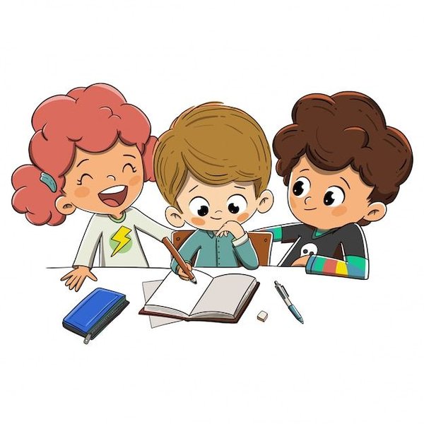 Niños utilizando dispositivos digitales para sus tareas