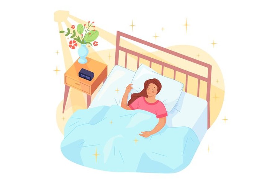 A woman sleeping peacefully, highlighting the goal of a good night's rest.